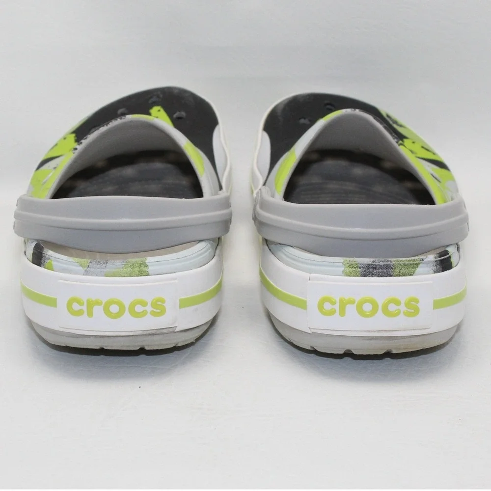 Crocs Crocband Splash Graphic‎ Clogs Lime Green Black White Mens 9 Womens 11